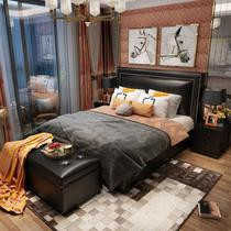 Nordic leather bed 2 meters 2 2 double master bedroom American European king bed 1 8 modern simple storage leather art soft bed