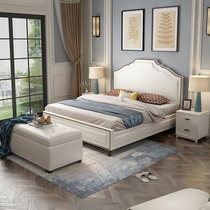 Creative fashion light luxury princess ins net red leather bed Nordic master bedroom simple 1 8m double modern storage bed