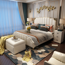 Postmodern leather 1 8 master bedroom atmospheric wedding bed 2 meters 2 2 European soft bed Net red ins light luxury double bed furniture