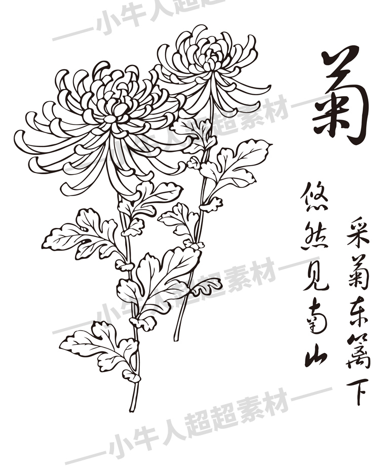 梅兰竹菊四君子高清黑白激光雕刻电子版矢量图ai素材pltcdr印花