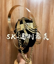SK Shorthand Dance Beauty Bar Nightclub Gogo Custom Made Golden headwear