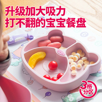 Baby dinner plate cartoons to learn to eat silicone dinner plate household anti-drop plate sub-table supplementary bowl childrens tableware