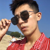 Mens retro box polygonal ink mirror Han version Tide Big Face Lean Tours Driving Sunscreen Polarized Sunglasses Women