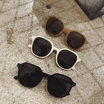 Korean version polygon retro box brown sunglasses female net red round face driving shade myopia polarized sunglasses