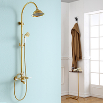 Luida European shower set Household all copper antique black shower head shower hot and cold water