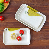Rich and expensive bamboo imitation porcelain Rectangular Dish Dense Amines Bowel Powder Tray Plastic Hot Pot Plate Sushi Pan Cool Vegetable Dish Fast Food Pan Fish Dish