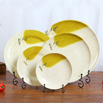 Rich and expensive bamboo imitation porcelain deep disc plastic large plate dense amine vegetable dish cover casting rice pan creative steak western dining tray cutlery