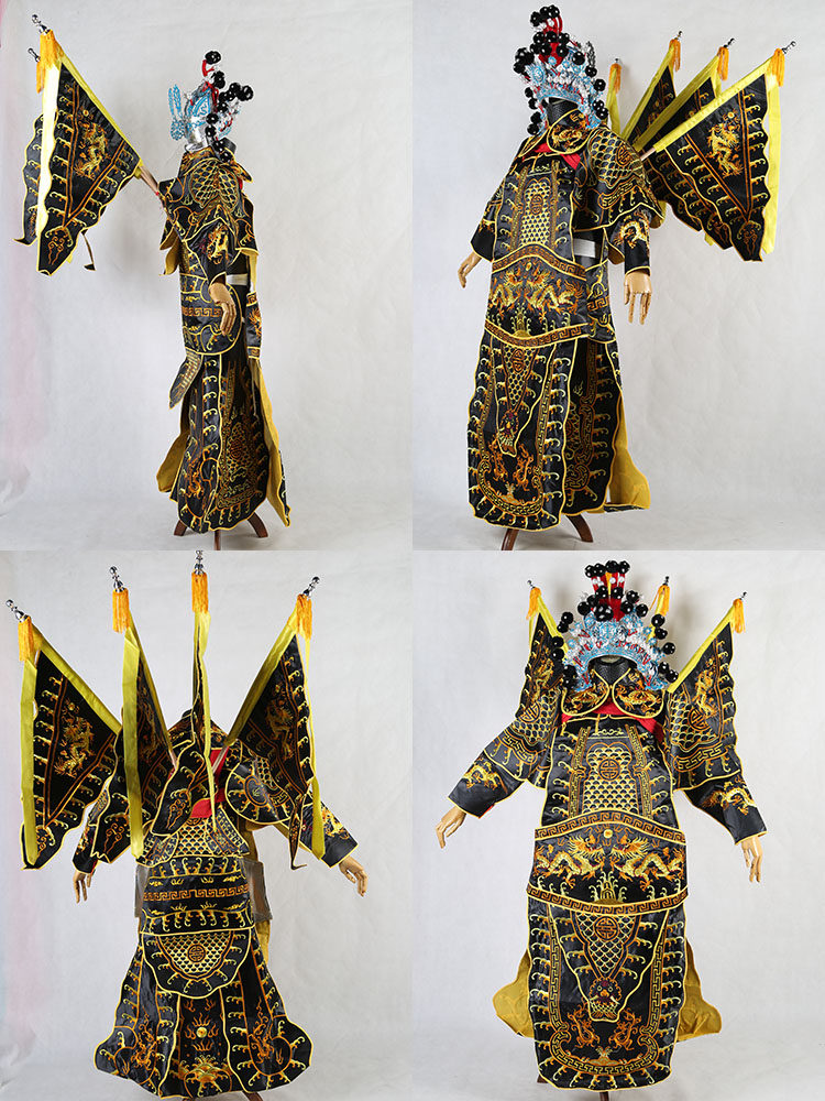 戏曲男靠 京剧豫剧戏剧武生武将将巾戏服服装小生男大靠靠旗