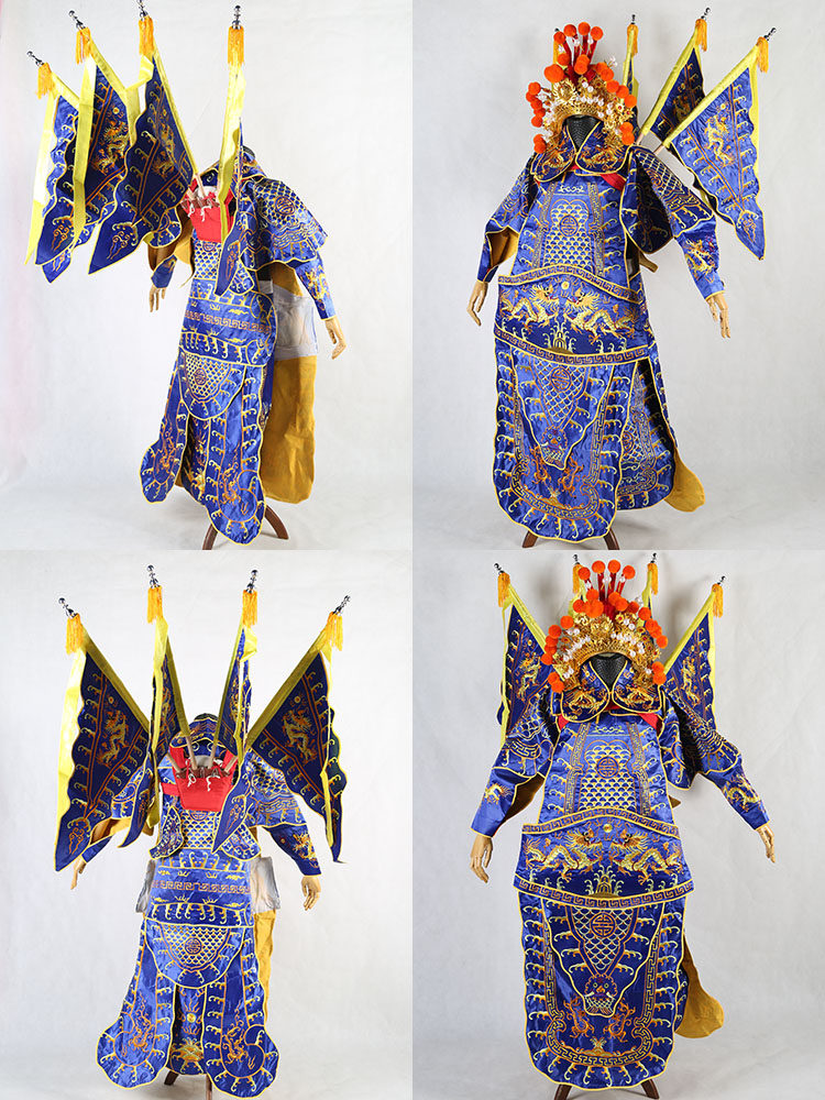 戏曲男靠 京剧豫剧戏剧武生武将将巾戏服服装小生男大靠靠旗