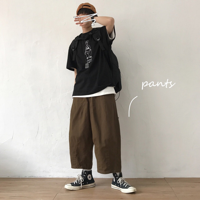 Jiwuu / Japanese work wear retro wide leg Capris for men and women Jiwuu / Japanese work wear retro wide leg Capris for men and women