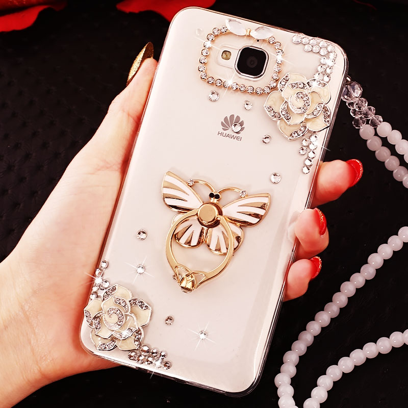 huawei glory 3c mobile phone shell h30t00 protective cover t10/u10 crystal diamond u00 with lanyard l01 transparent soft
