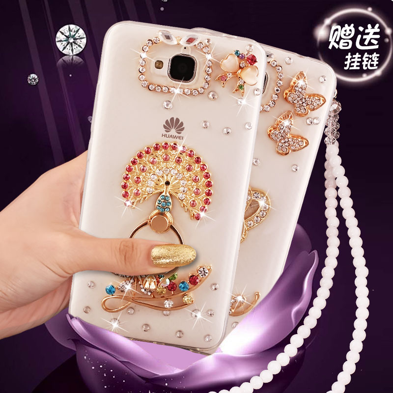 huawei glory 3c mobile phone shell h30t00 protective cover t10/u10 crystal diamond u00 with lanyard l01 transparent soft