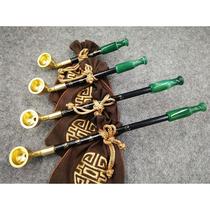 Old-fashioned pipe traditional baggy pot dry cigarette bag handmade dry smoke Rod brass smoke pot agate cigarette holder agate cigarette holder