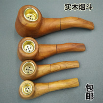 Nostalgic pure handmade log cigarette bag pure solid wood hand carved pipe solid wood dry cigarette bag cigarette pot