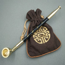 Traditional old-fashioned dry smoke gun pure copper large cigarette bag pot dry smoke bag northeast old man dry pipe long pipe