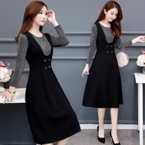  Cover your stomach and show thin lady elegant dress High-end Western style socialite age-reducing womens fake two-piece suit