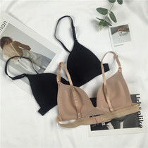 2019 new Korean version of teenage girls scarring blouses blouse with fine shoulder strap underwear without steel ring bra to gather for summer