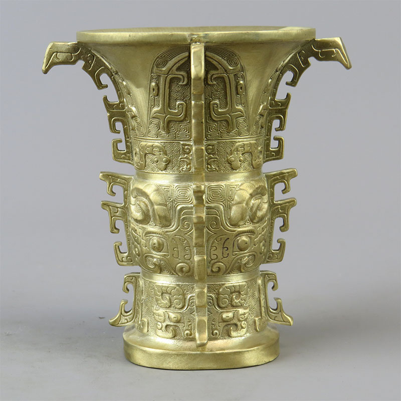 中国古董，青銅器尊，古銅製，時代物。 銅製品