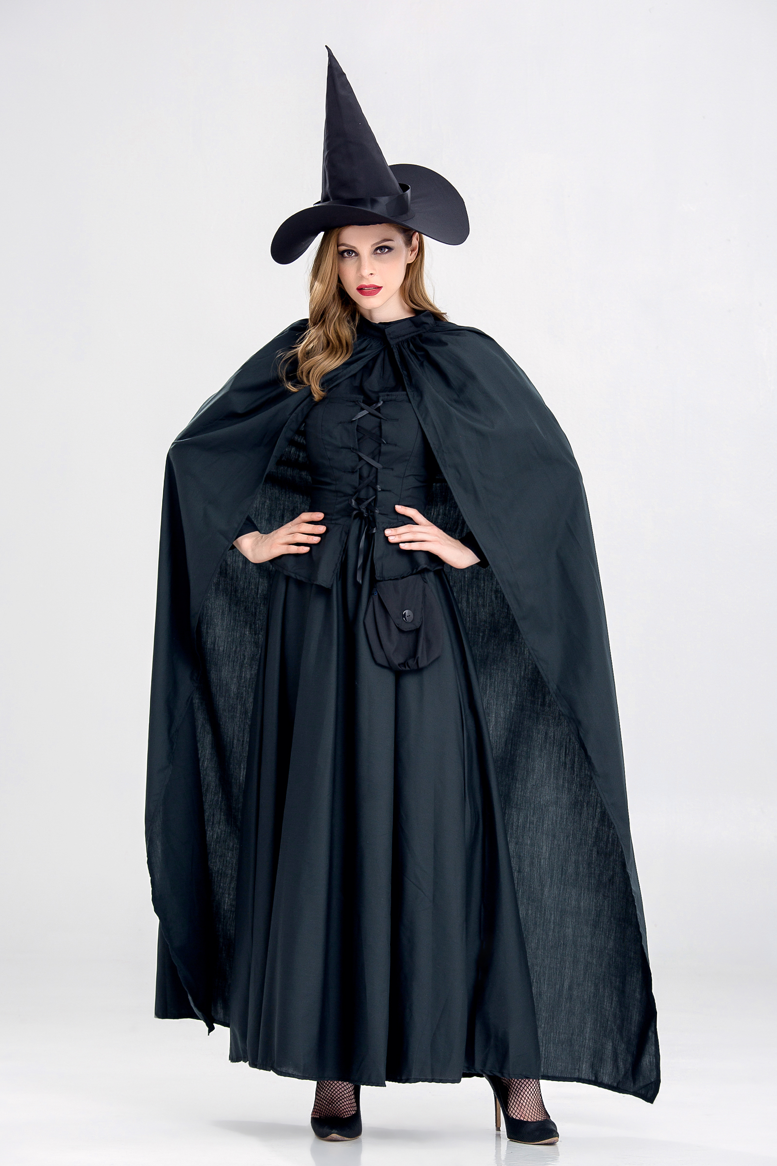 万圣节服装 halloween恶魔装 女巫装 cosplay吸血鬼 黑色扫把巫婆