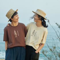 No Good See City Spring Summer New All-cotton Original Pattern Leisure Texture Short Sleeve T-shirt Woman (Eight Pieces Brocade)