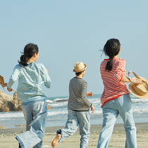 No Good to see City Spring Summer 2021 New Switzerland Imports Sea Islands cotton striped T-shirt Female long sleeves (forward)