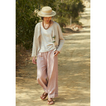 No Good See City Japan Import Special Process Nature Aesthetic Purple Linen Straight Drum Pants (Row Aroma)