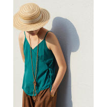 No good see City inclined flap real silk lace harness sleeveless T-shirt sashimi Skinny Vest Retro Fashion Woman