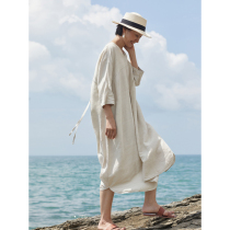 No good to see City wild tuscan silk Oriental zen Serve V collar simple atmosphere one-piece dress (to be arrived)