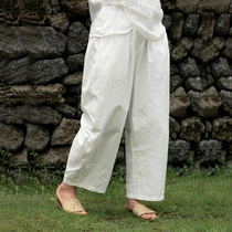 No Good See City Fall Pure Cotton Pure Color Long Pants Loose 100 Lap Straight Barrel Casual Pants Woman