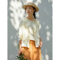 No Good See City Classic Comfort Island Cotton Series Round Neckline Cardigan Coat Temperament Matching Summer Clothed