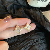 South Korea Four Leaves Grass Ear Nail Woman Pure Silver 2022 New Wave Advanced Sensation Temperament Earrings Delicate And Luxurious And Luxurious