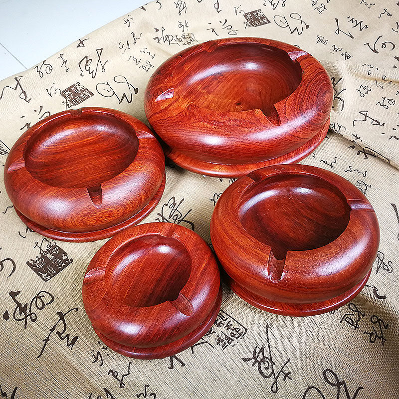 缅甸花梨木实木烟灰缸红木大果紫檀工艺品摆件高档礼品雕小中大号