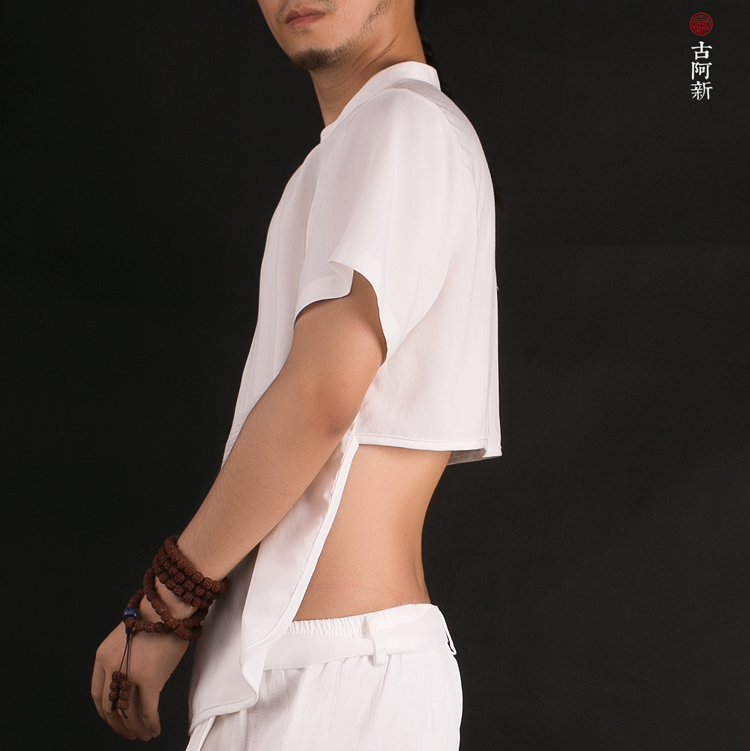 古阿新中国风中式男士肚兜棉麻玉扣盘扣大码超透气原创个性衬衫