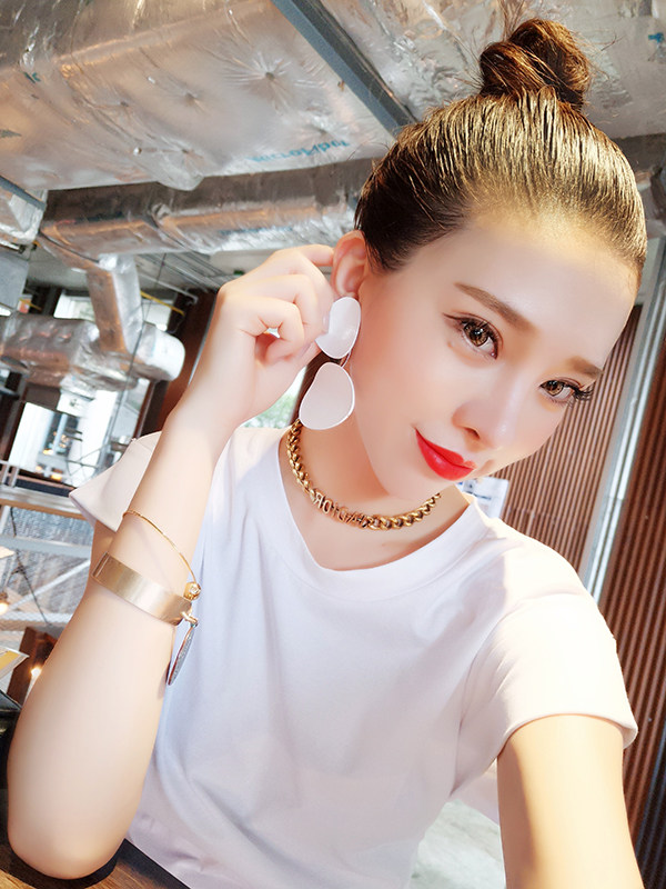 alice&w女夏装2017新款韩版收腰不规则t恤女短袖白色百搭体恤上衣