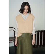 Spot-CCHER West and V-neck knitted vest imported LP cashmere womens XZUB3464 no-fold