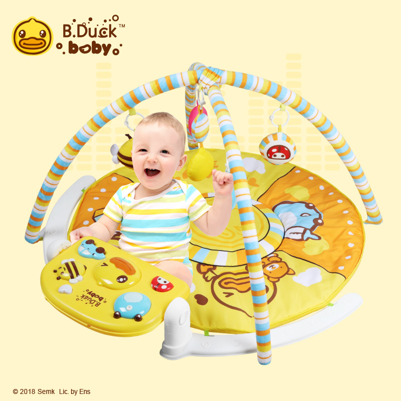 B. Duck Little Yellow Duck Baby Gym with Musical Pedal Piano Early Education 0-12 Month Baby Toy Fitness Rack