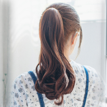 Wig female big wave ponytail clip traceless hair pear flower braid realistic length ponytail simulation wig