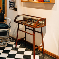 Mushroom space) Ash wood solid wood mortise and tenon retro curved glass cabinet Jewelry showcase Museum glass cabinet