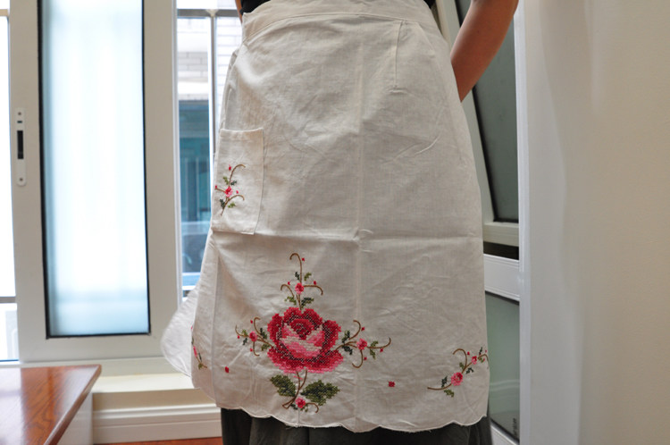 出口围裙 半身围裙十字绣围裙厨房用绣花围裙 维多利亚
