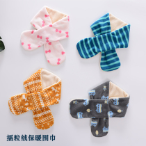 Childrens velvet bib autumn and winter thickened warm cross-style baby scarf soft and comfortable windproof scarf