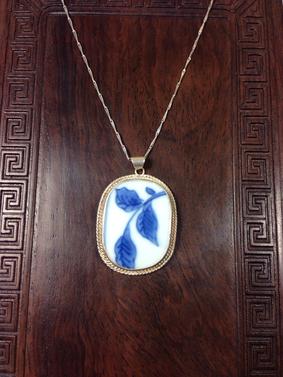 景德镇古瓷片包银镶银吊坠清康熙老瓷片包银首饰包老保真包到代