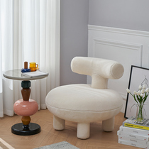 Nordic single lamb cashmere sofa Net red ins Wind homestay backrest lounge chair home Modern simple childrens stool