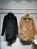 1438 non-fold womens long double-breasted imitation wool autumn and winter coat does not return