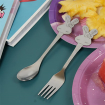 8234 non-fold export single stainless steel tableware creative rabbit student spoon Fork set