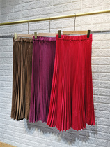 2633 special unfolded single-cut womens 3-color folding solid color skirt