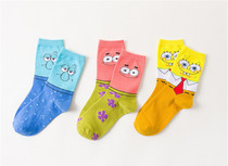 European and American trendy brand Owen 5 Spongebob socks mens long tube pie big star Squidward cotton cartoon basketball socks