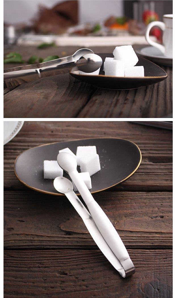 304不锈钢糖夹小夹子圆形冰夹咖啡方糖夹子厨房奶茶店咖啡店用具