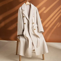 (Real cashmere) beige white high-end double-sided cashmere coat womens long autumn 2021 double-breasted coat