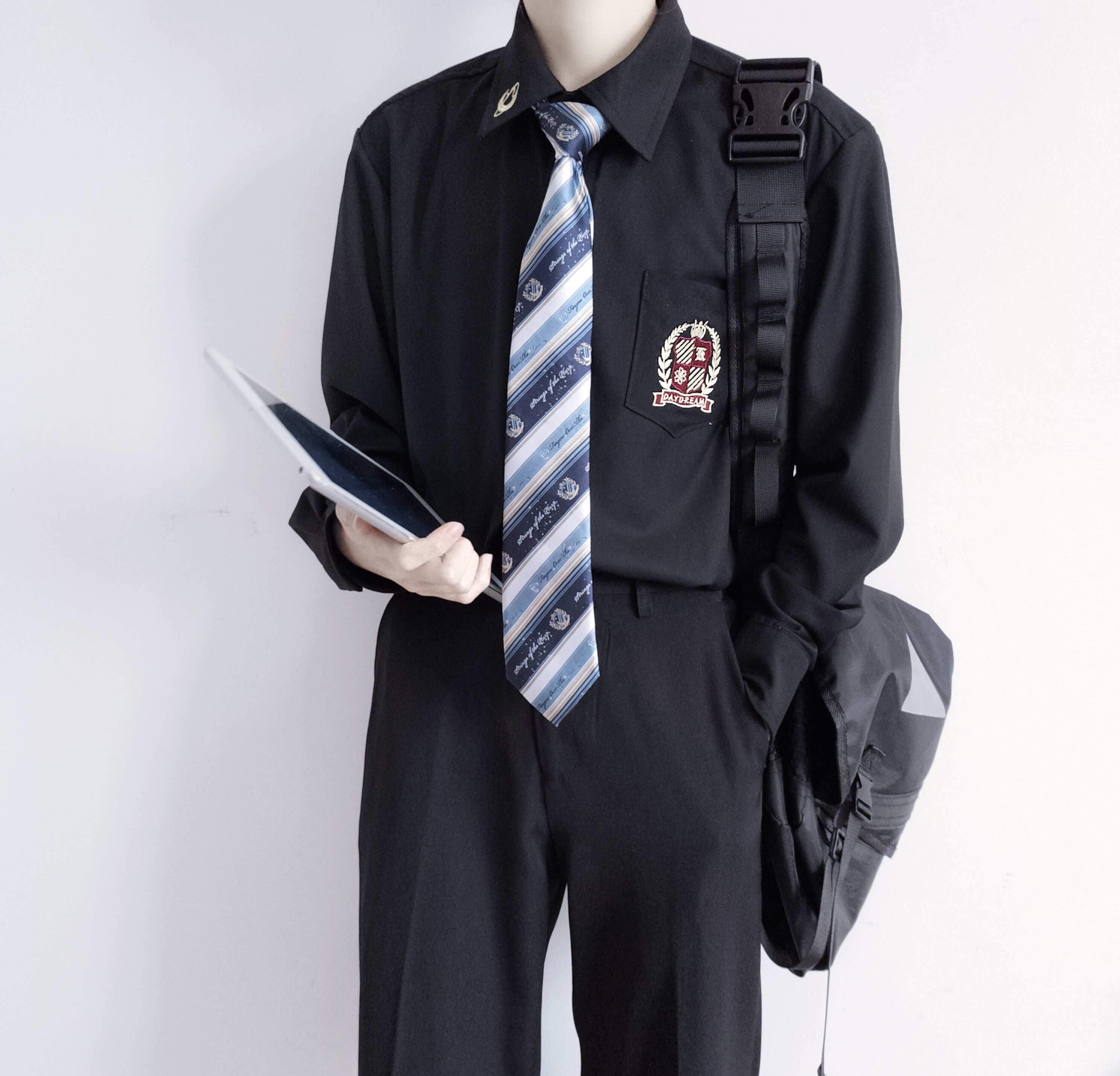 dk衬衫春秋季原创设计制服学院风长袖黑色衬衫上衣男班服星依初jk