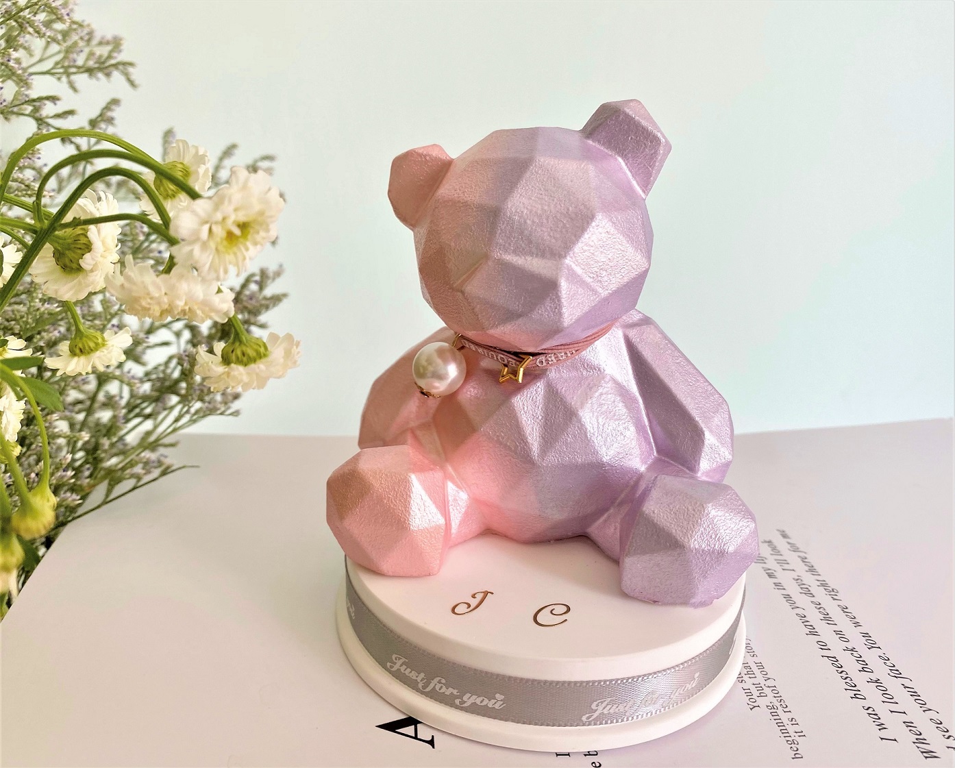 Dazzling Pearlescent Starry Sky Geometric Bear Car Central Control Bench Swing Piece On-board Perfume Fragrant incense Ornament Gift Goddess-Taobao